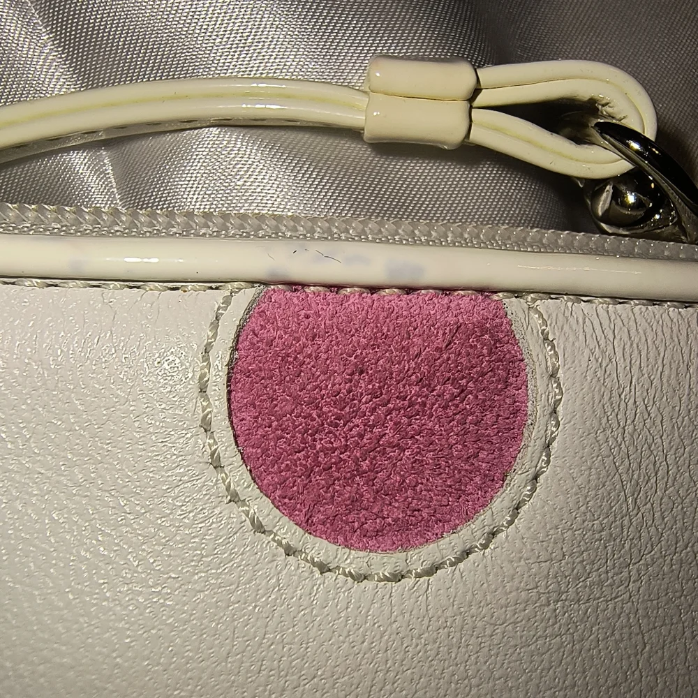 Vintage COACH LTD ED MULTICOLOR POLKA DOT WHITE LEATHER WRISTLET - Picture 6 of 8